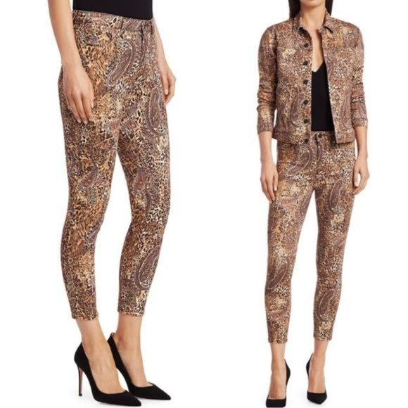 L’AGENCE | Margot High-Rise Paisley Leopard Cropped Jeans in ‘Bronze Valencia’ - Picture 2 of 12